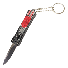Defender 5" Mini KeyChain Knife Stainless Steel Blade Red Inlay Handle