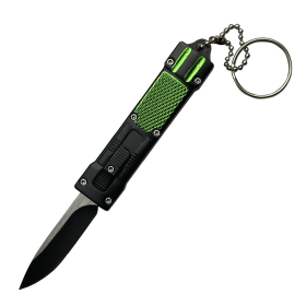 Defender 5" Mini KeyChain Knife Stainless Steel Blade Green Inlay Handle