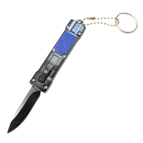 Defender 5" Mini KeyChain Knife Stainless Steel Blade Blue Inlay Handle