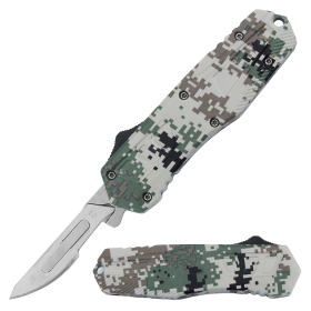 Defender 5.5" Digital Camo Design Handle Replaceable Blade Folding Scalpel Knife With Blades