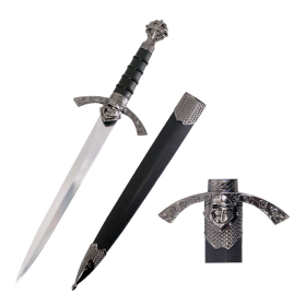 Defender 14.5" Medieval Roman Dagger Skull Pattern Handle With Scabbard