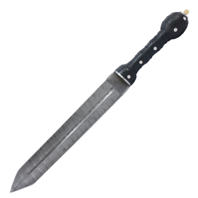 TheBoneEdge 23" Damascus Steel Gladius Sword With Leather Wrap Handle & Sheath