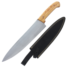 Defender-Xtreme 17" Wood Handle Stain Finished Sharp Blade Hunting Knife With Sheath