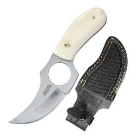 Defender-Xtreme 6" Skinner Knife With Bone Handle & Leather Sheath