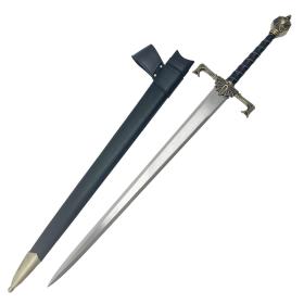 38" Medieval Style Black & Gold Handle Fantasy Pommel Sword With Black Scabbard 