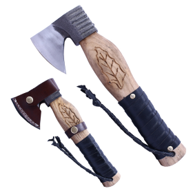 TheBoneEdge 11" Hunting Axe Ash Wood Handle Hand Forged Blade With Sheath