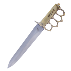 TheBoneEdge 13.5" Mirror Finished Blade Brass Handle Trench Knife With Sheath