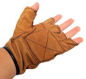 Light Brown Leather Finger Less Gloves