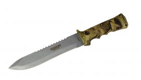 13.75" Defender Xtreme Fall Camouflage Stainless Steel Survival Knife with Plastic Sheath