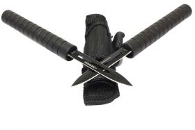 Interlocking Throwing Knives Baton Set of 2 with Sheath
