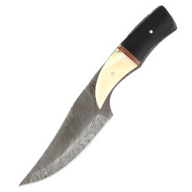 8.5" Hunting Knife Damascus Skinner Bone Handle Series Leather Sheath