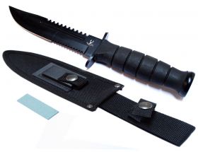 10.5" Hunting Knife With Nylon Sheath & Blade Sharpener Heavy Duty 