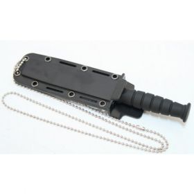 Black 6" Mini Survival Knife with Chain Holder & Sheath 