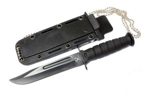Black 6" Mini Survival Knife with Chain Holder & Sheath 