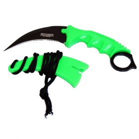 7.5" Zombie Green Karambit Hunting Knife with Sheath