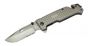 9" The Bone Edge Grey Folding Knife with Belt Clip