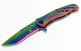 8" The Bone Edge Collection Multi Color Folding Spring Assisted Knife Handle with Belt Clip