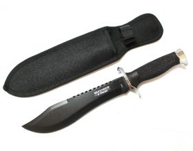 13" Defender Xtreme Serrated Blade All Black Hunting Knife with Sheath