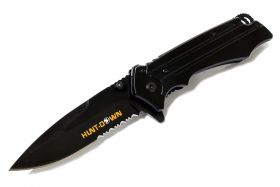 8" Huntdown Spring Assisted Black Blade with Clip & Belt Cutter