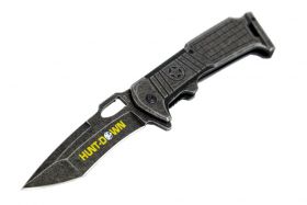 8.5" Hunt-Down Spring Assisted Stone Wash Blade with Clip 