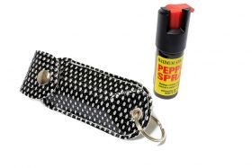 Defender Cheetah Pepper Spray 1/2 Oz For Self Defense With Black Case Key Chain