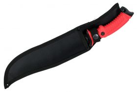 16" Defender Xtreme Full Tang Hunting Knife with Red/Black Rubber Handle