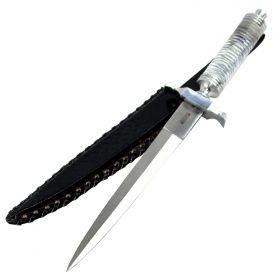 Defender Xtreme 12.5" Crystal Handle Stainless Steel Hunting Knife With Leather Sheath