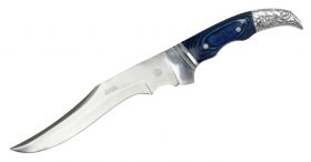 12" Defender Xtreme Hunting Knife with Blue Eagle Head Handle and Leather Sheath