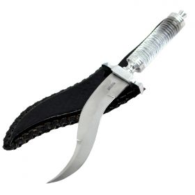 Defender Xtreme 12.5" Crystal Handle Stainless Steel Hunting Knife Curved With Leather Sheath