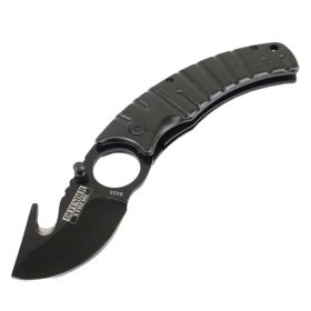 7.5" Defender Xtreme Black Folding Spring Assisted Knife with Belt Clip