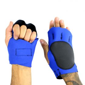Perrini Blue Fingerless Sport Gloves with Velcro Wrist Strap 