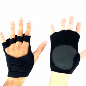 Perrini Black Fingerless Sport Gloves with Velcro Wrist Strap 