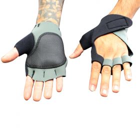 Perrini Gray Fingerless Sport Gloves with Velcro Wrist Strap (With Thumb Padding) 