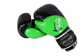 12oz Adult Size Last Punch Black and Green Viper Boxing Gloves