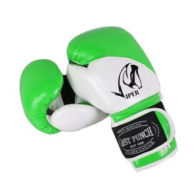 12oz Adult Size Last Punch White and Green Viper Boxing Gloves