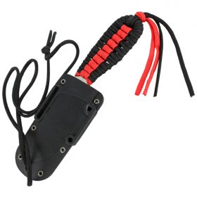 TheBoneEdge 7.5" Hunting Tactical Knife w/ Sheath and Red & Black Strap Handle