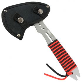 Defender-Xtreme 10.5" Hunting Survival Tactical Axe - Gray & Red & Black Handle