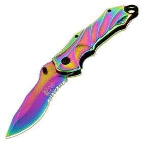 TheBoneEdge 8" Multi Color Spring Assisted Tactical Rescue Knife With Belt Clip