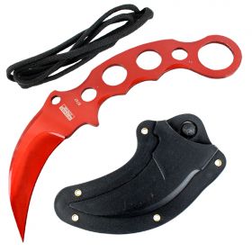 Defender-Xtreme 7.5" Tactical Combat Karambit Knife Full Tang With Sheath - Red