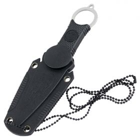 TheBoneEdge 7" Fixed Blade Tactical Survival Neck Knife With Sheath Black Handle