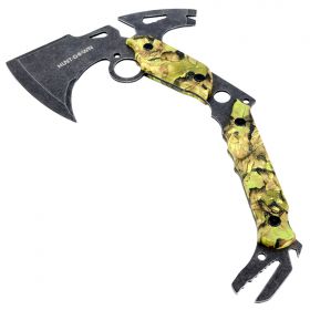 Hunt-Down 13" Hunting Survival Axe With Sheath - Green Camo Color Handle