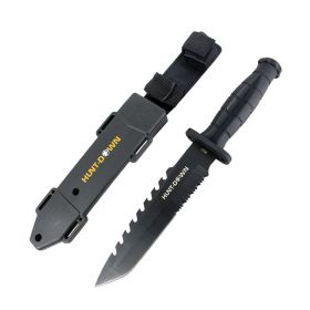 Hunt-Down 13" Tanto Point Hunting Knife with Plastic Sheath Grenade Design Handle