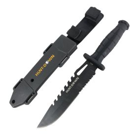 Hunt-Down 13" Drop Point Hunting Knife with Plastic Sheath Grenade Design Handle