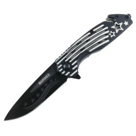 Defender 8.5" Star & Stripes Handle Spring Assisted Knife w/ Seatbelt Cutter