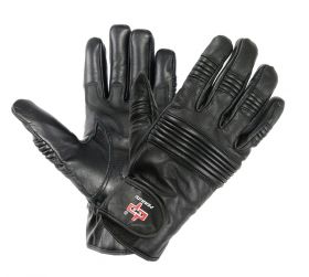Perrini Black Cow Hide Leather Winter Gloves  Heavy Duty Playboy Fabric Lining