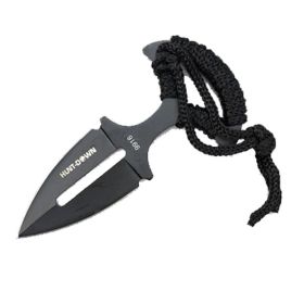 Hunt-Down 5" Push Dagger Hunting Knife with Leather Sheath Black Cord Handle
