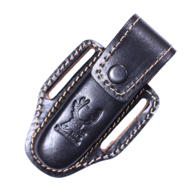 TheBoneEdge Black 5" Tactical Folding knife Leather Pouch for a Knife Belt Loop