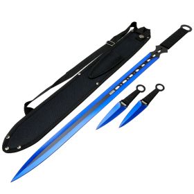 27" / 7" Blue 2 Tone Blade Sword with Sheath Stainless