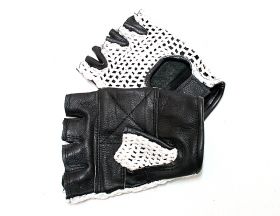 White Meshback Leather Gloves