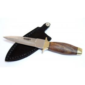 7" Wood Handle Hunting Knife Leather Sheath Boot Knife